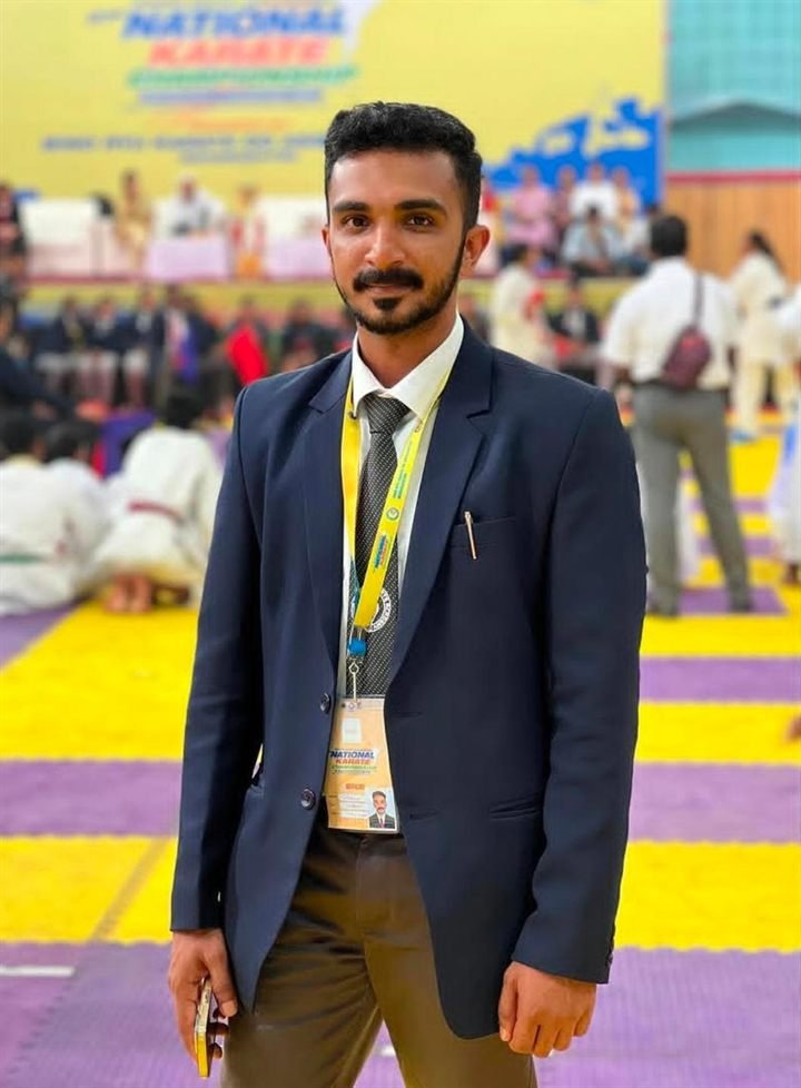 Sensei Pranav Prasanth at a karate championship venue